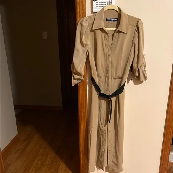 chinese dress ladies Karl Lagerfeld Paris Ruched Sleeve Sheath Dress - Black